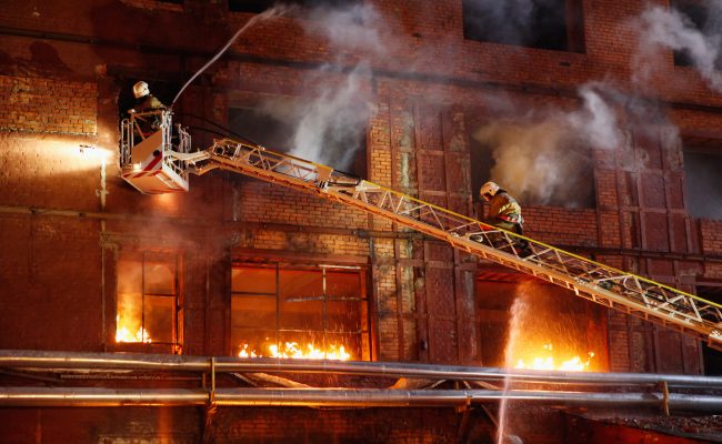 Firefighters fighting a fire